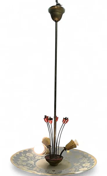 Lampada da soffitto in ottone, anni '50