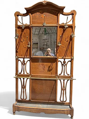 Bronze, acacia and walnut coat stand by Émile Galle, France