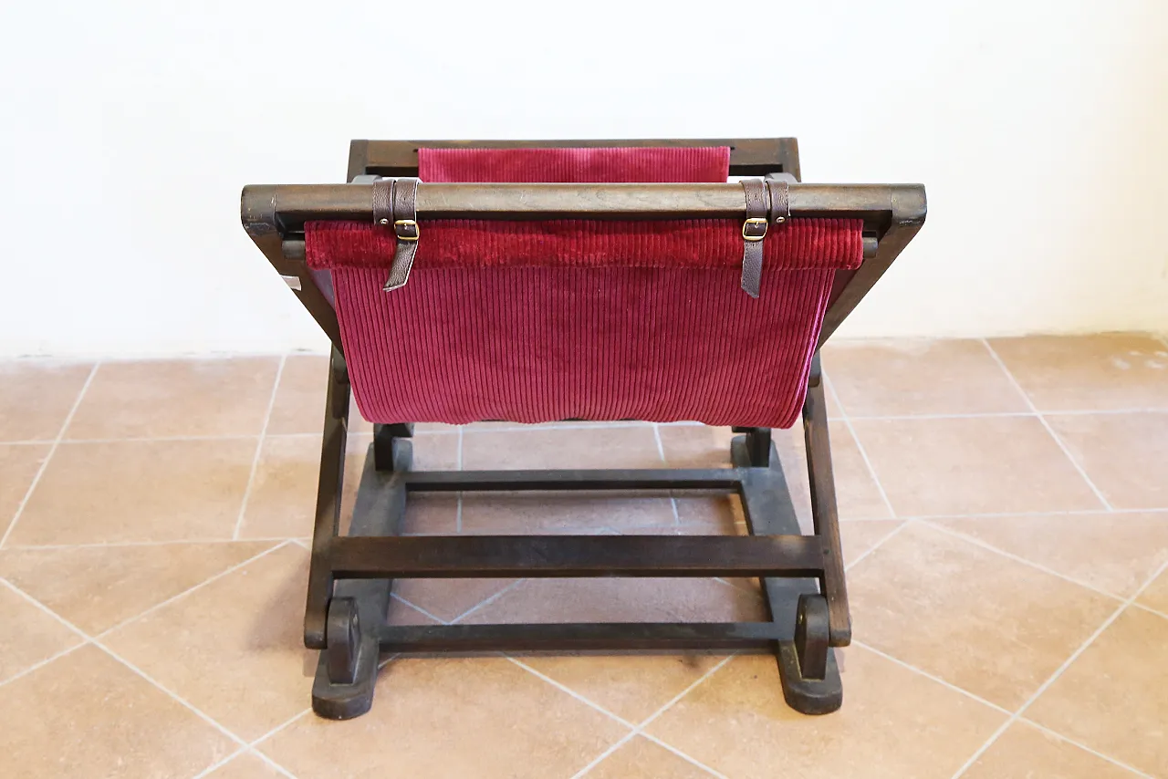 Rocking hammock armchair in beech and red velvet, 1940s 12