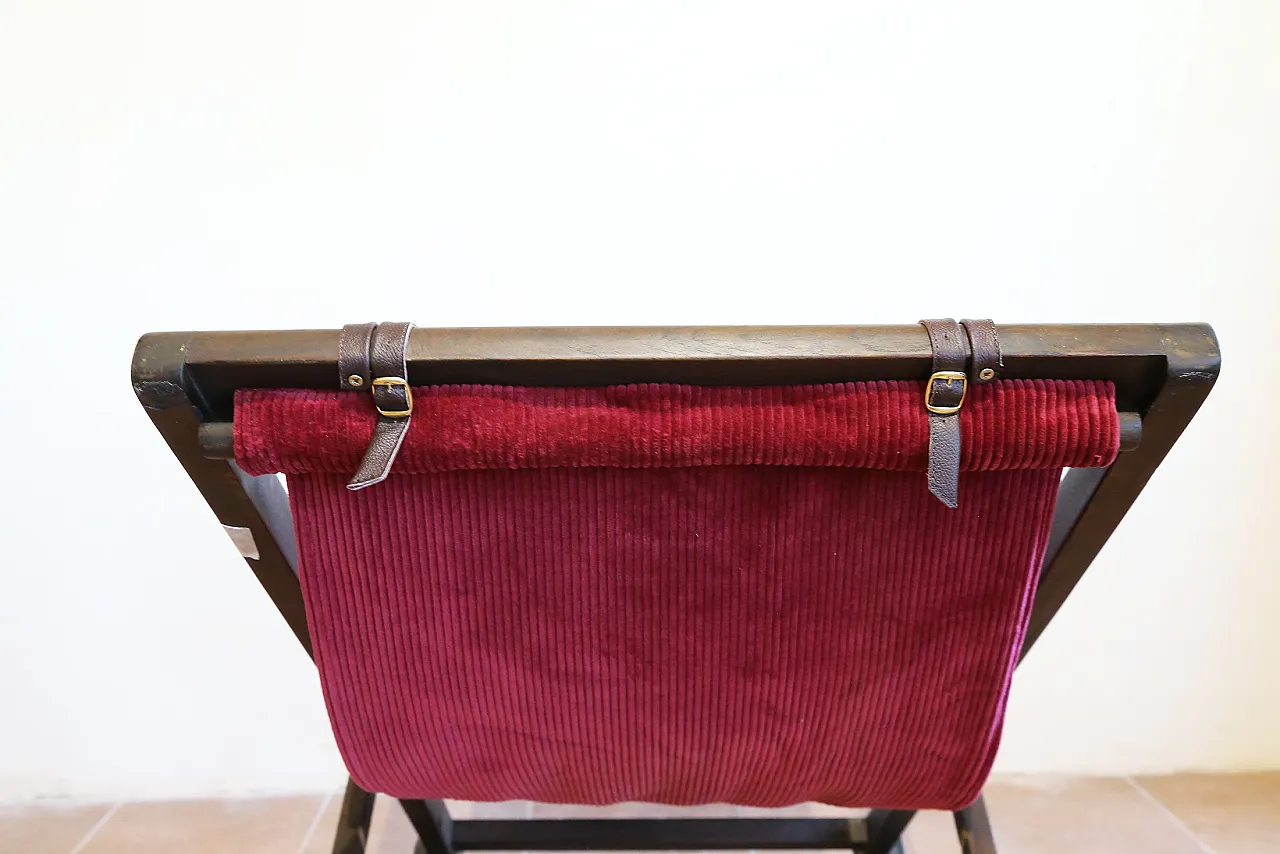 Rocking hammock armchair in beech and red velvet, 1940s 13