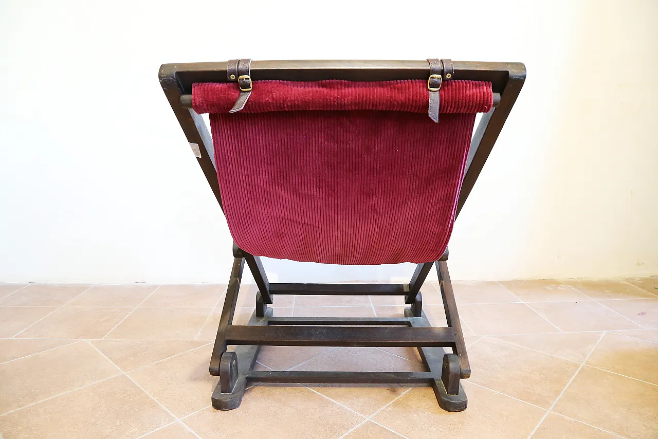 Rocking hammock armchair in beech and red velvet, 1940s 14