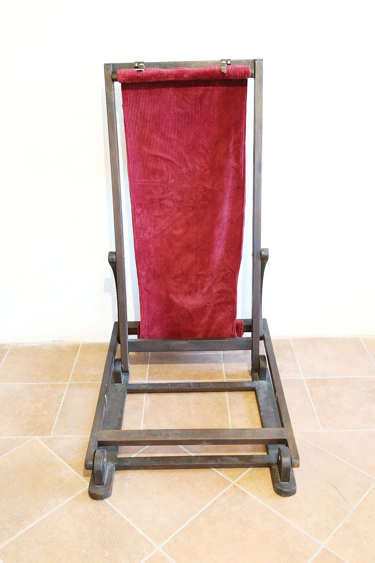 Rocking hammock armchair in beech and red velvet, 1940s 24