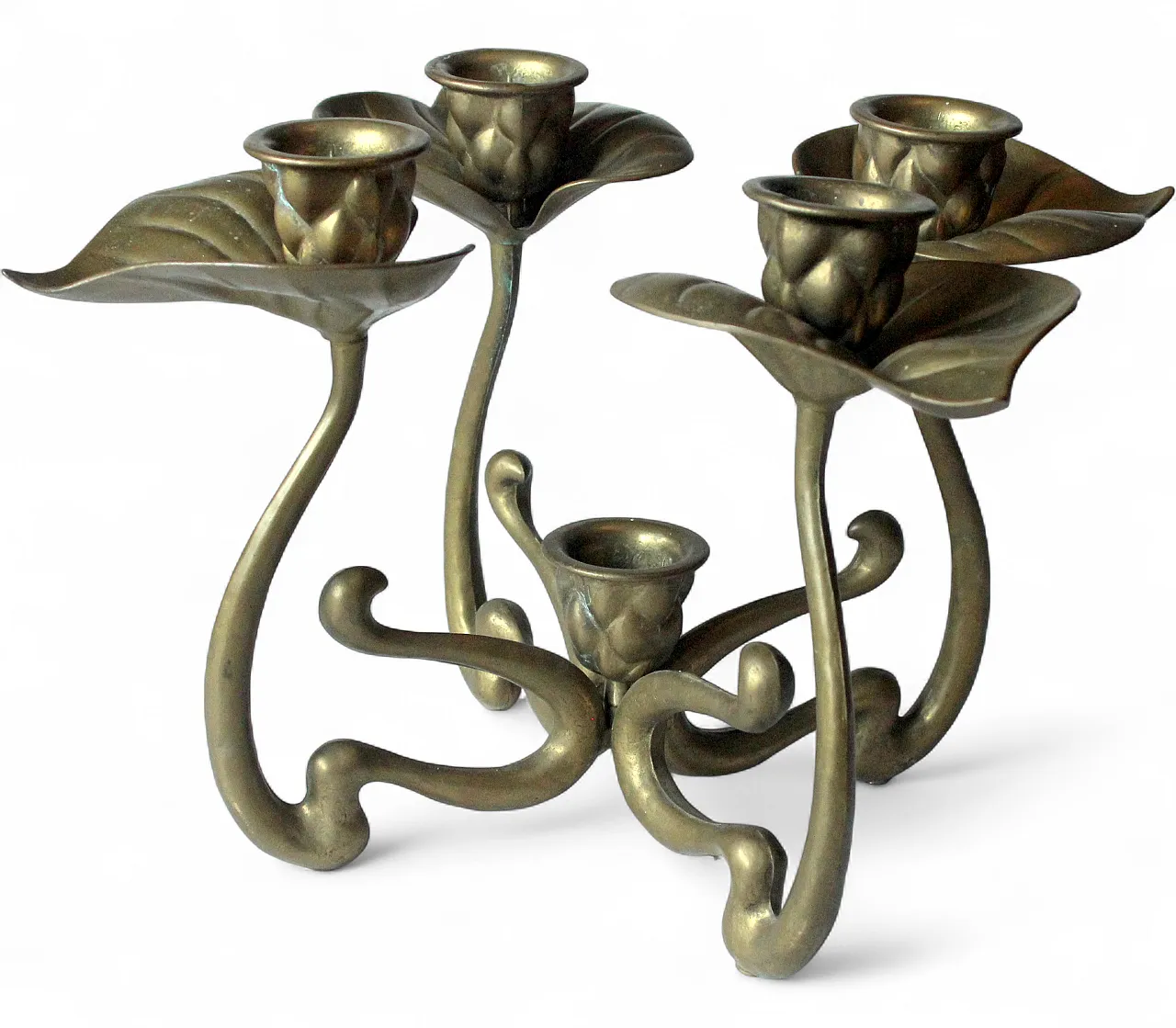 Solid brass candle holder 4 arms - advent wreath 10