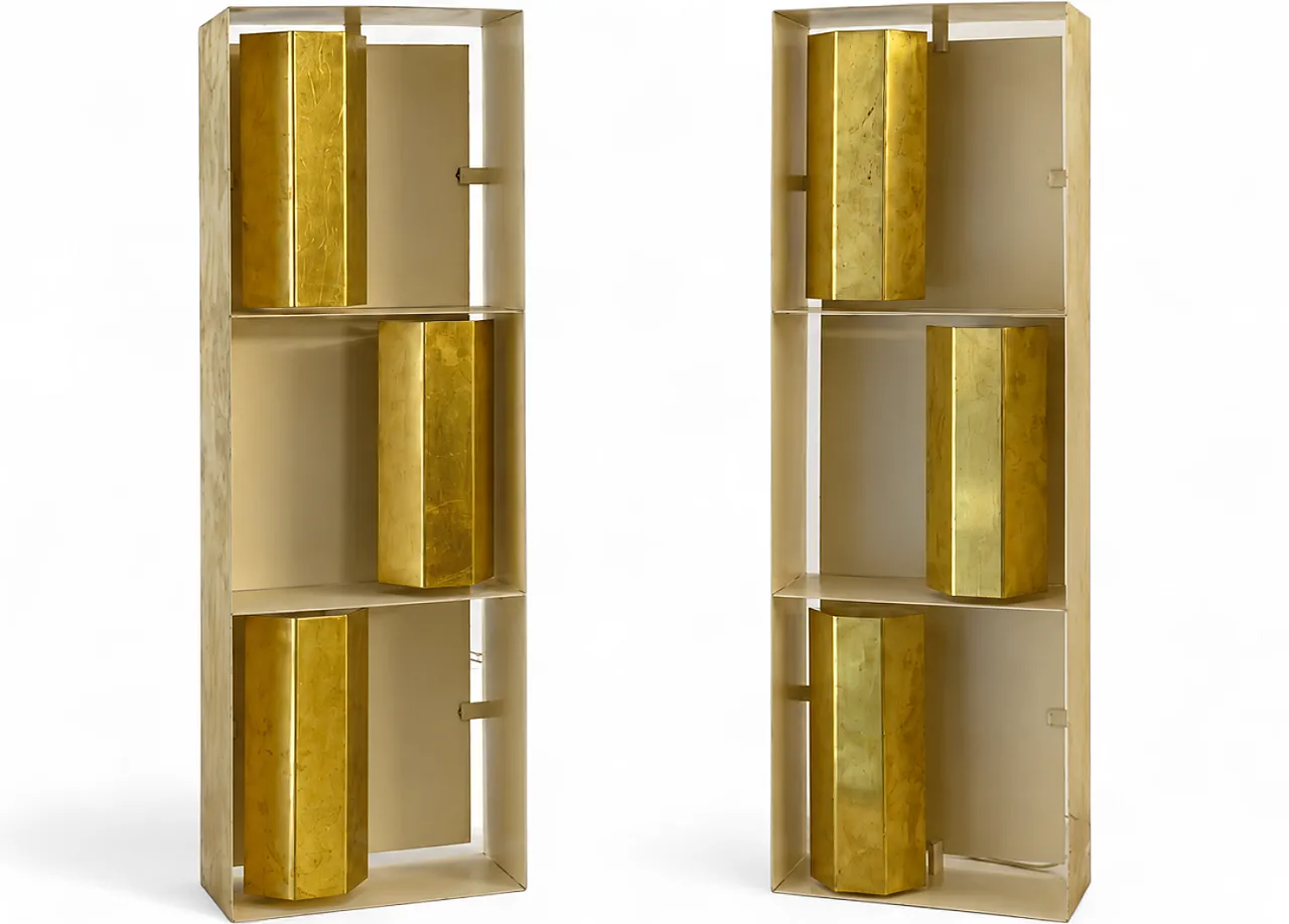 Pair of "Finestra" brass lamps 12664 by Gio Ponti for Arredoluce, 50s 5