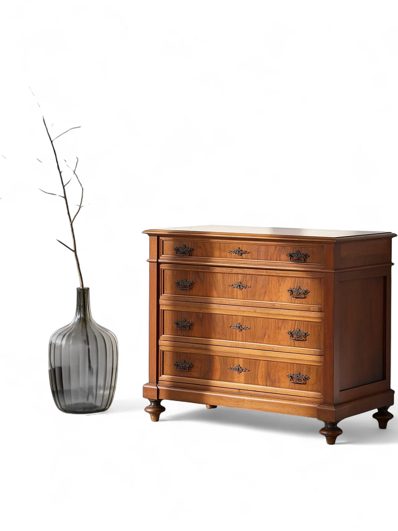 Italian Antique Walnut Chest of Drawers with Lion-Mask Bronze Handles 64