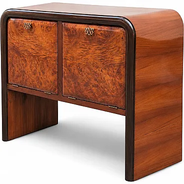 Art Deco Walnut and Burl Bar Cabinet in the Style of Gio Ponti, 1940s