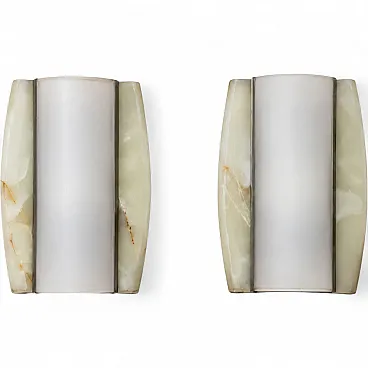Pair of Onyx and Opal Glass Wall Lamps, 1960s