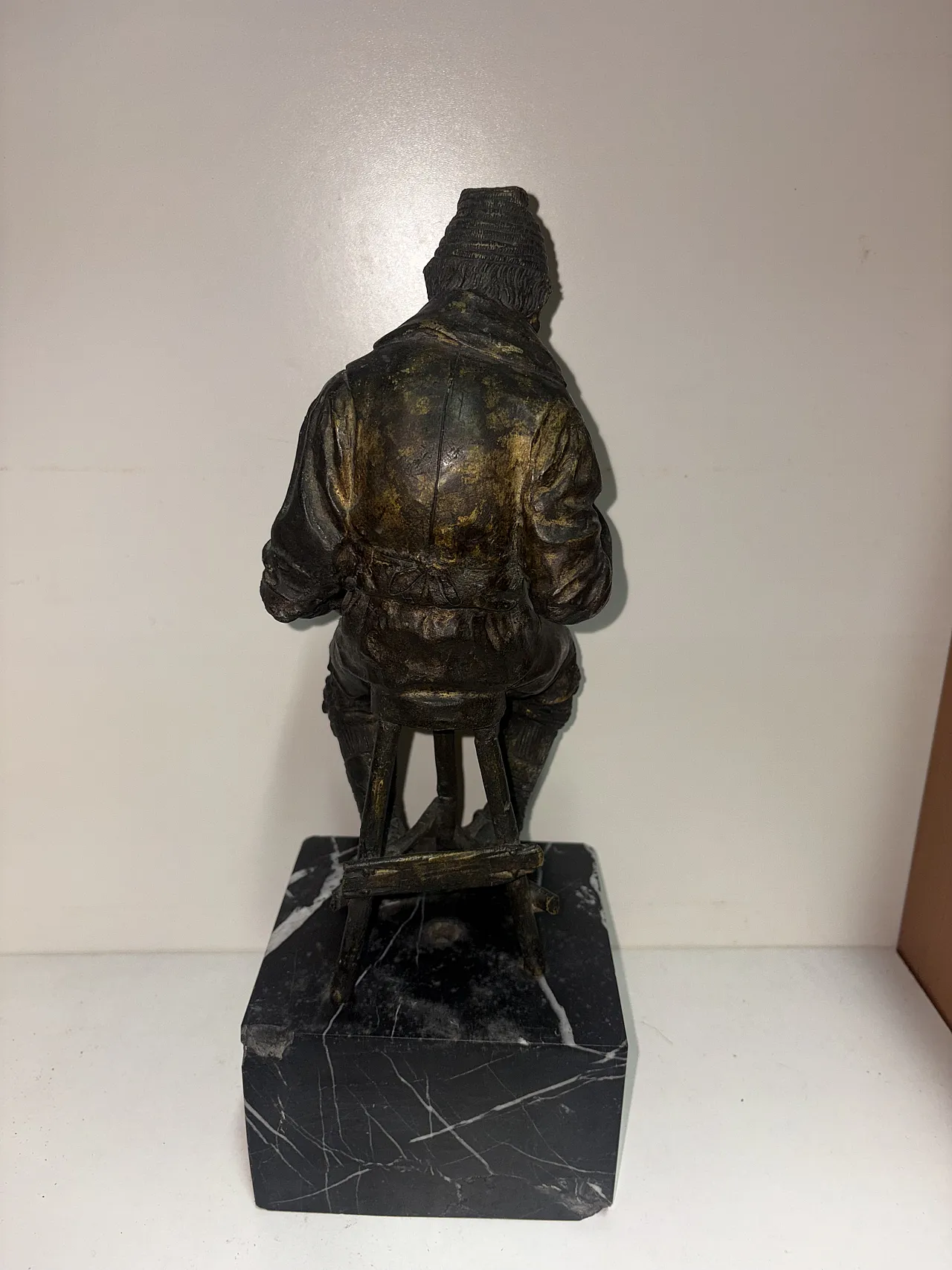 Pasquale Fosca, The Drinker, sculpture, bronze and marble, late 19th century 6