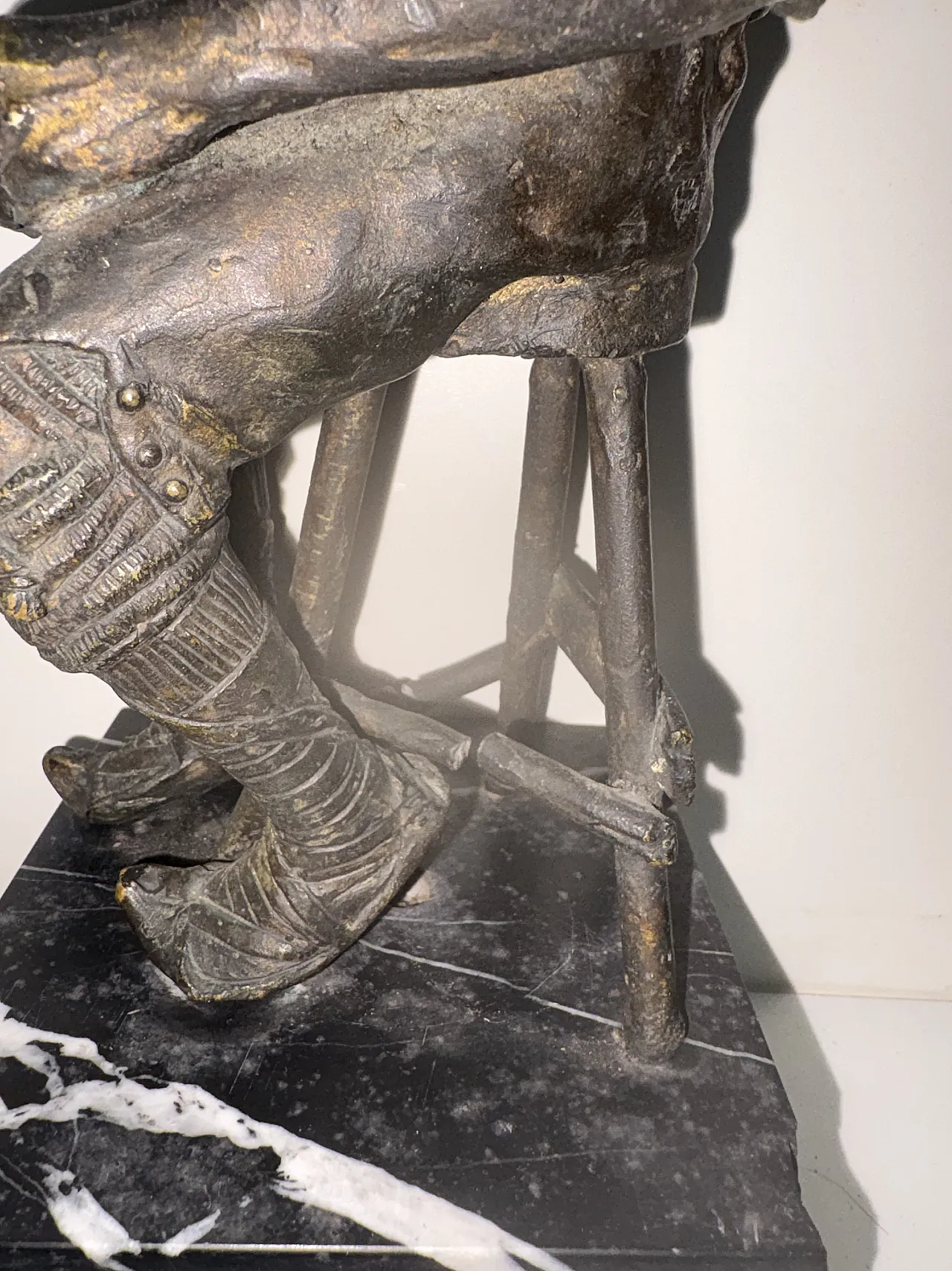 Pasquale Fosca, The Drinker, sculpture, bronze and marble, late 19th century 12