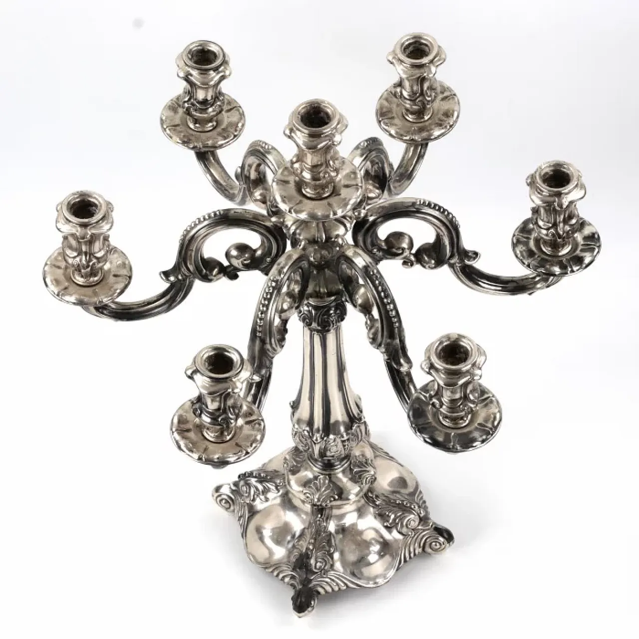 Pair of silver seven-light candelabra, late 19th century 4