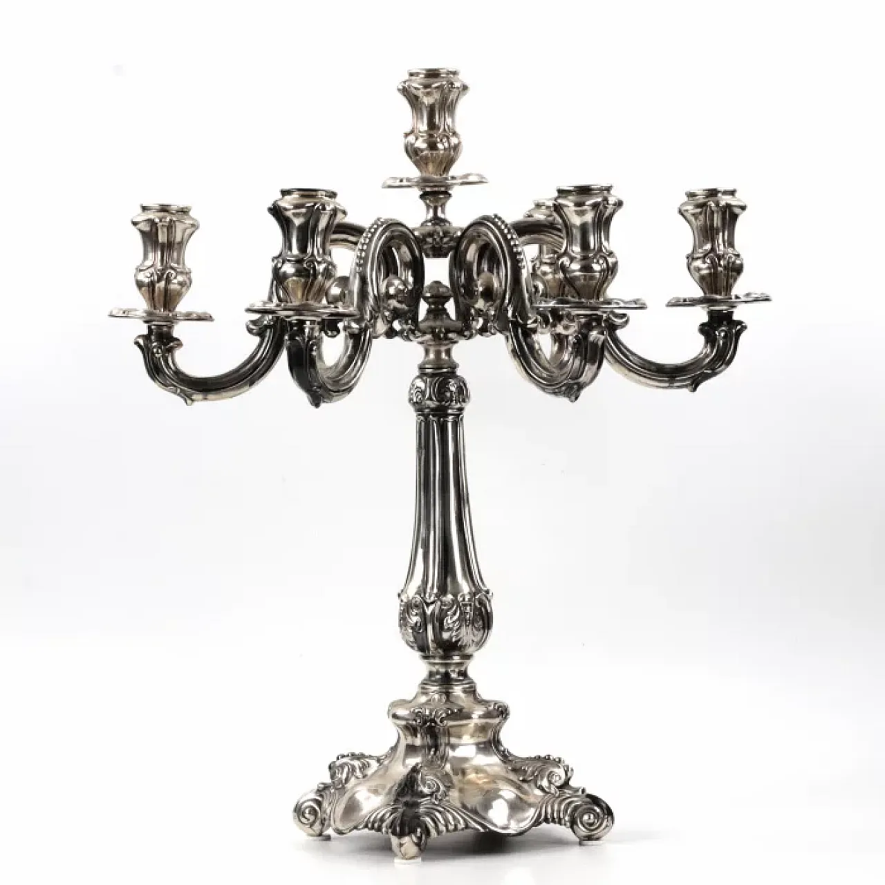 Pair of silver seven-light candelabra, late 19th century 5