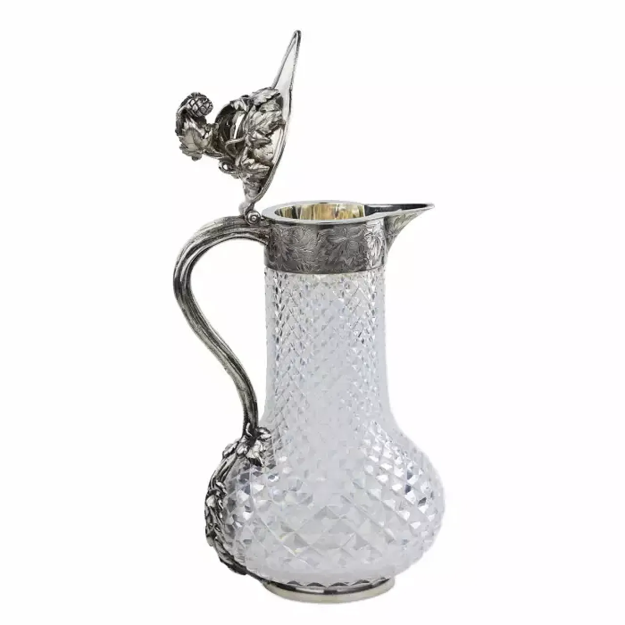 Wine jug with a body of clear cut glass, late 19th century 7