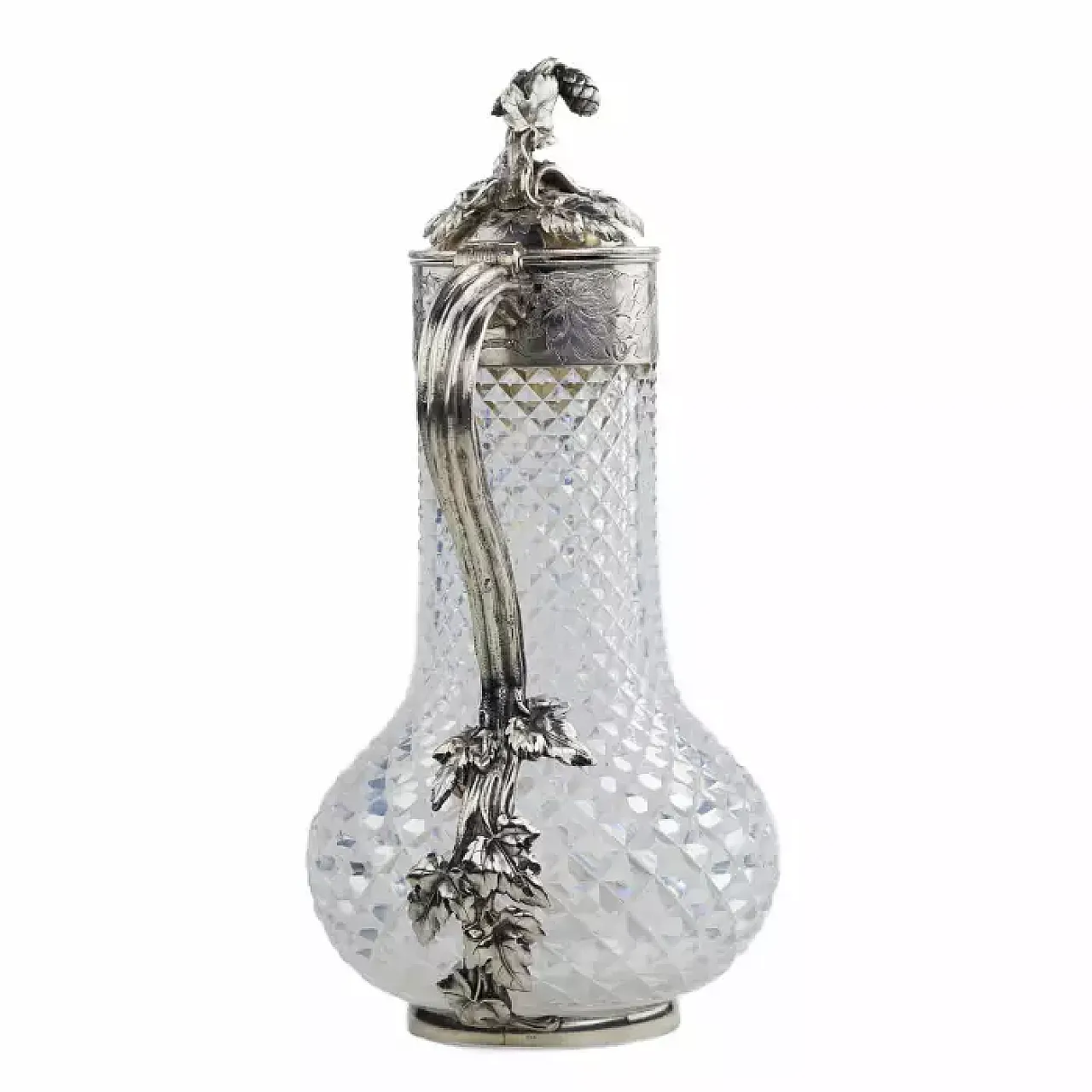 Wine jug with a body of clear cut glass, late 19th century 8