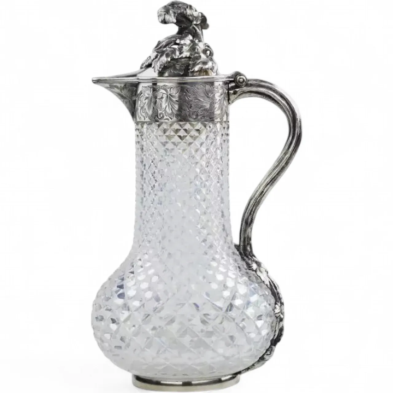 Wine jug with a body of clear cut glass, late 19th century 9