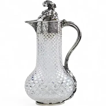 Wine jug with a body of clear cut glass, late 19th century