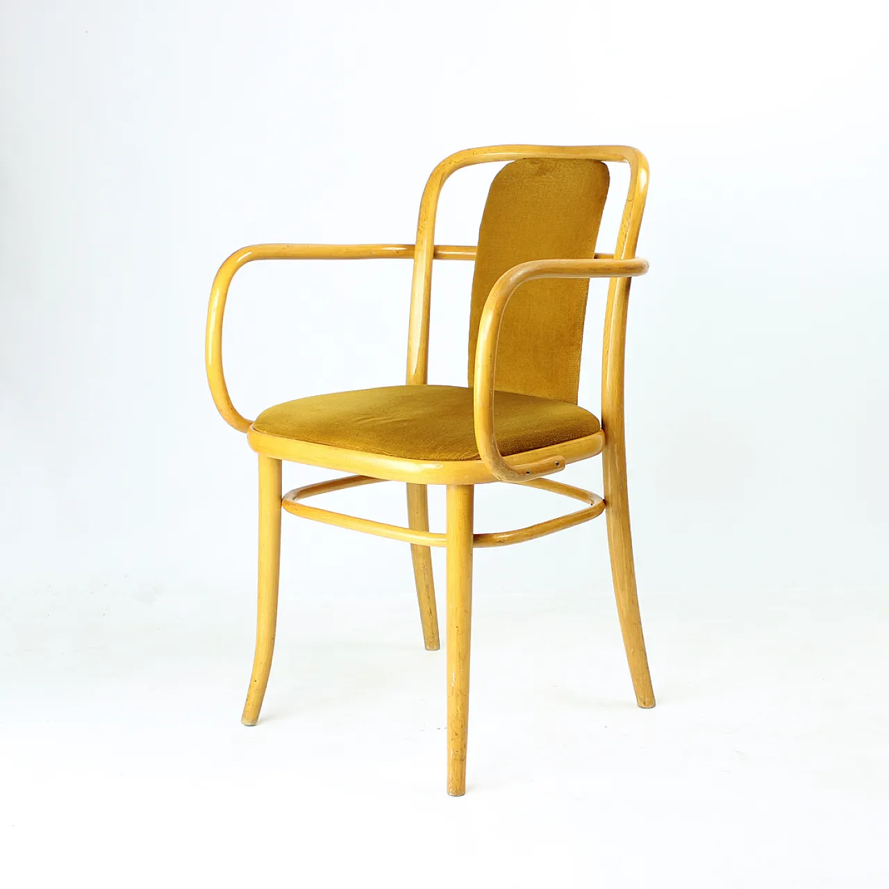 Bentwood Thonet Design Armchair With Gold Velvet, 1930s 2