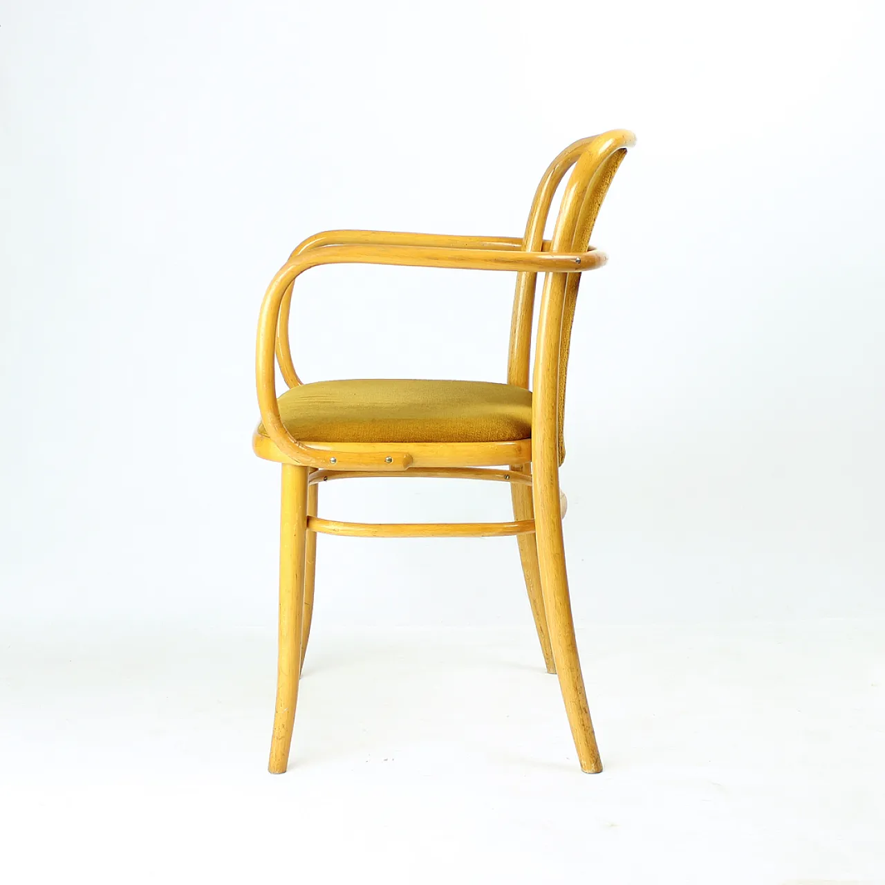 Bentwood Thonet Design Armchair With Gold Velvet, 1930s 3