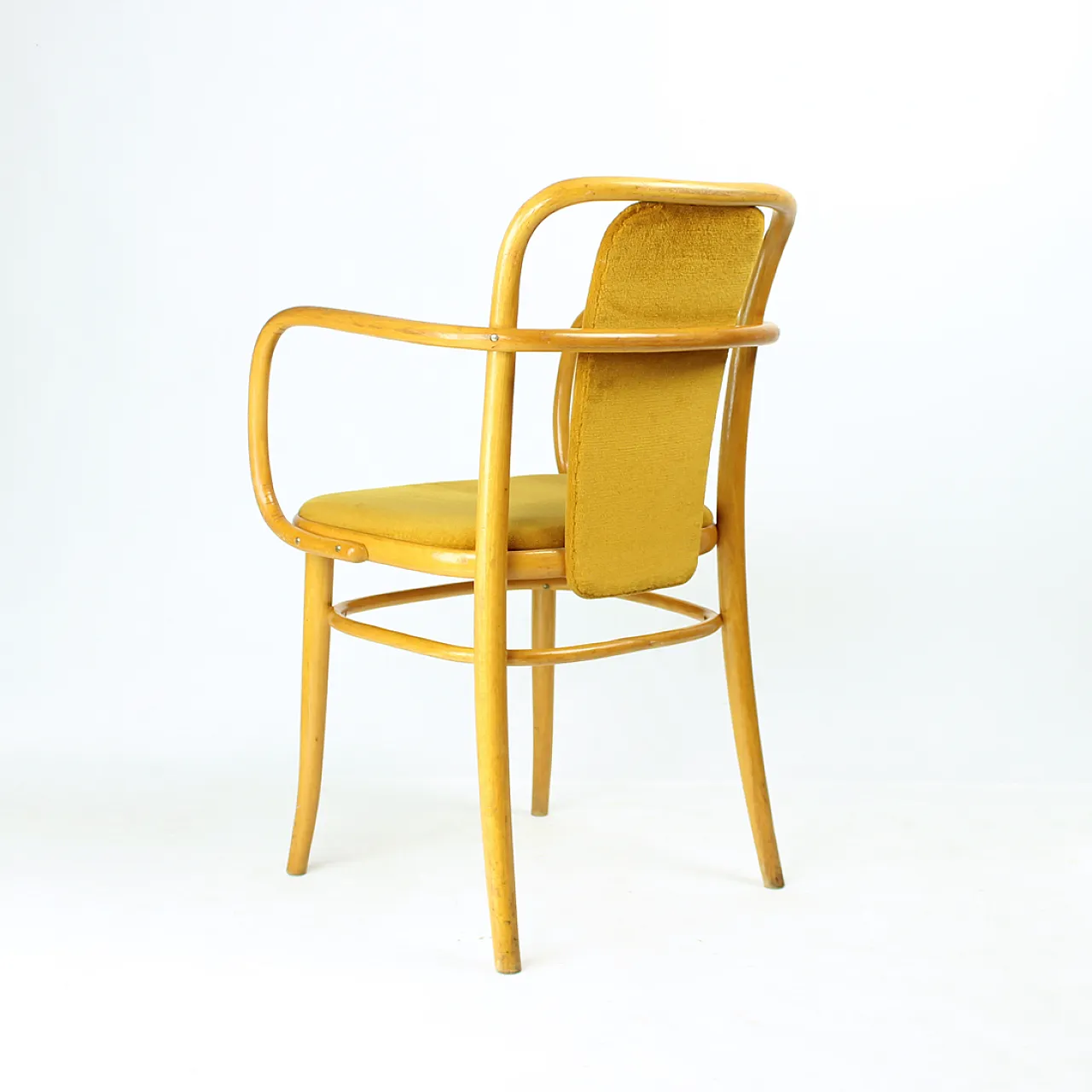 Bentwood Thonet Design Armchair With Gold Velvet, 1930s 4