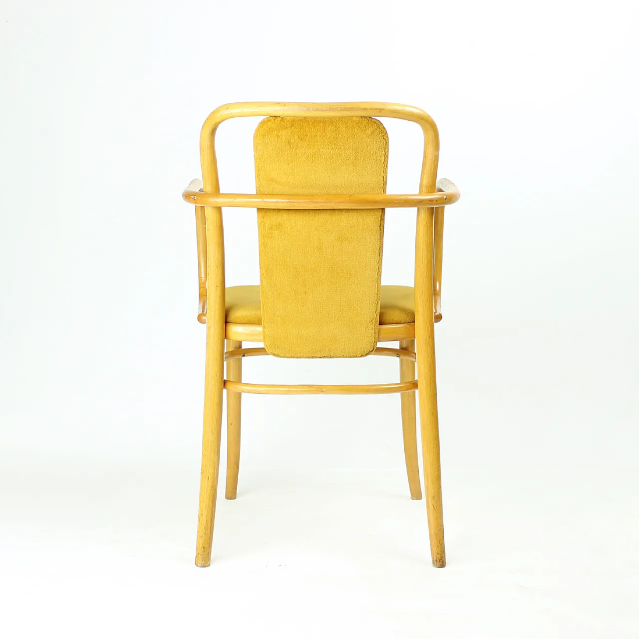 Bentwood Thonet Design Armchair With Gold Velvet, 1930s 5