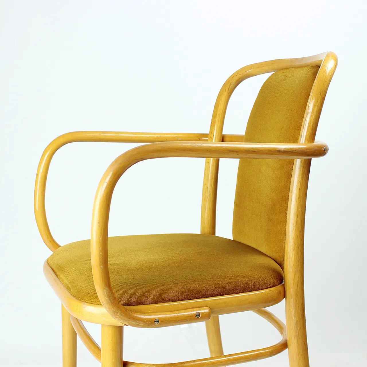 Bentwood Thonet Design Armchair With Gold Velvet, 1930s 7