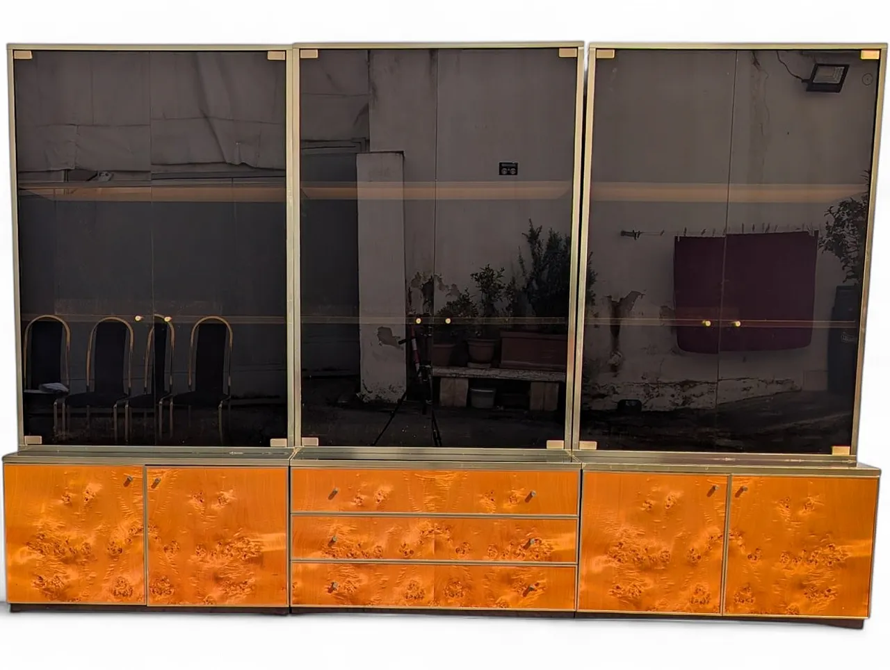 Burl wood display cabinet, 1980s 14