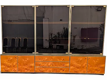 Burl wood display cabinet, 1980s