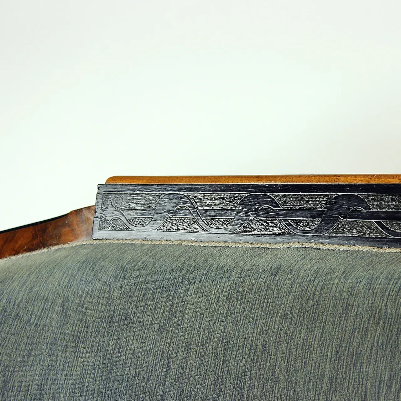 Biedermeier Sofa In Fabric And Walnut Veneer, Vienna, 19th century 5
