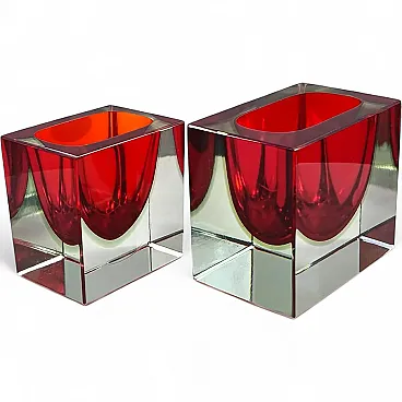 Pair of ashtrays in Murano glass by Flavio Poli for Seguso, 1960s