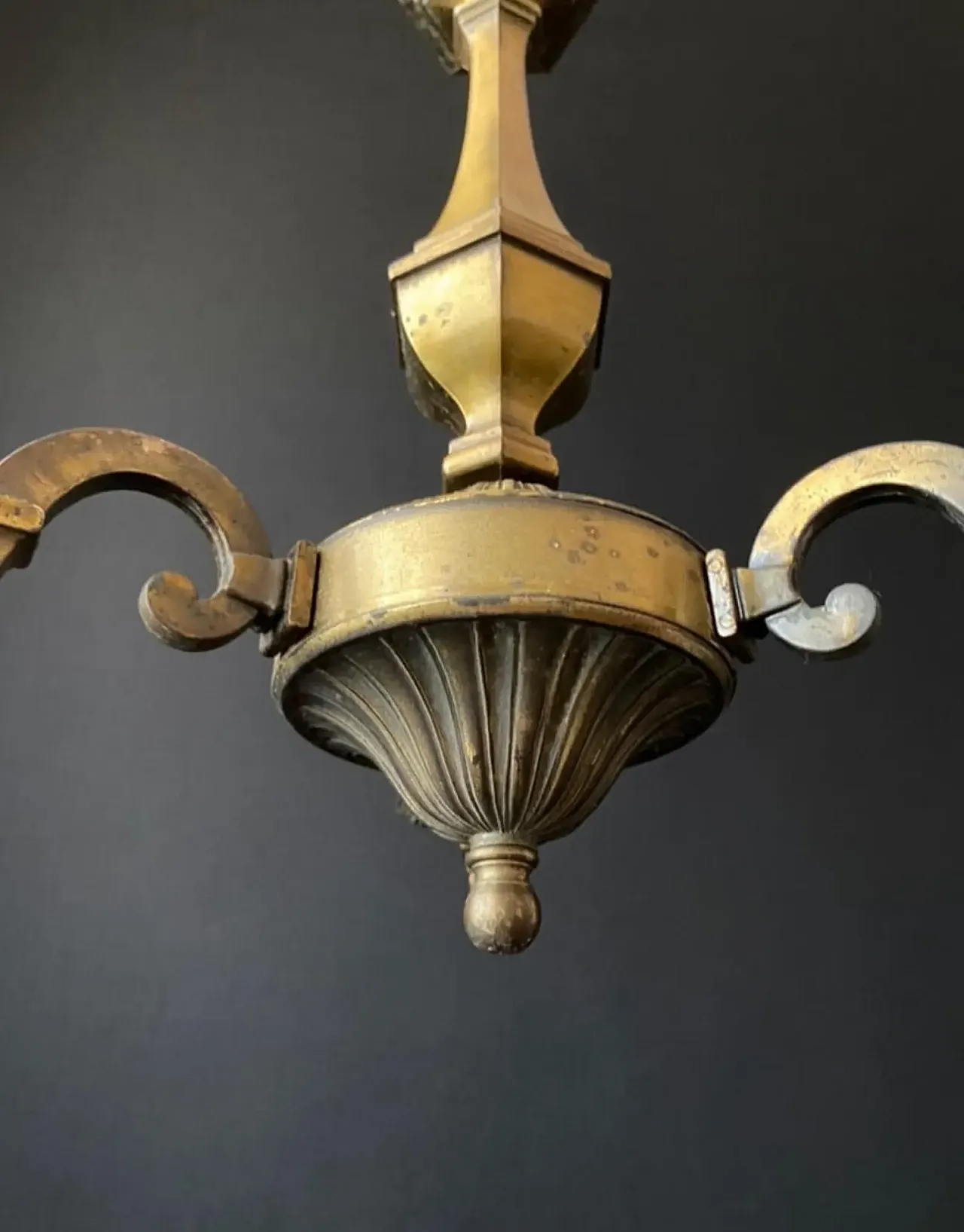 3-Arms brass chandelier, 1970s 5