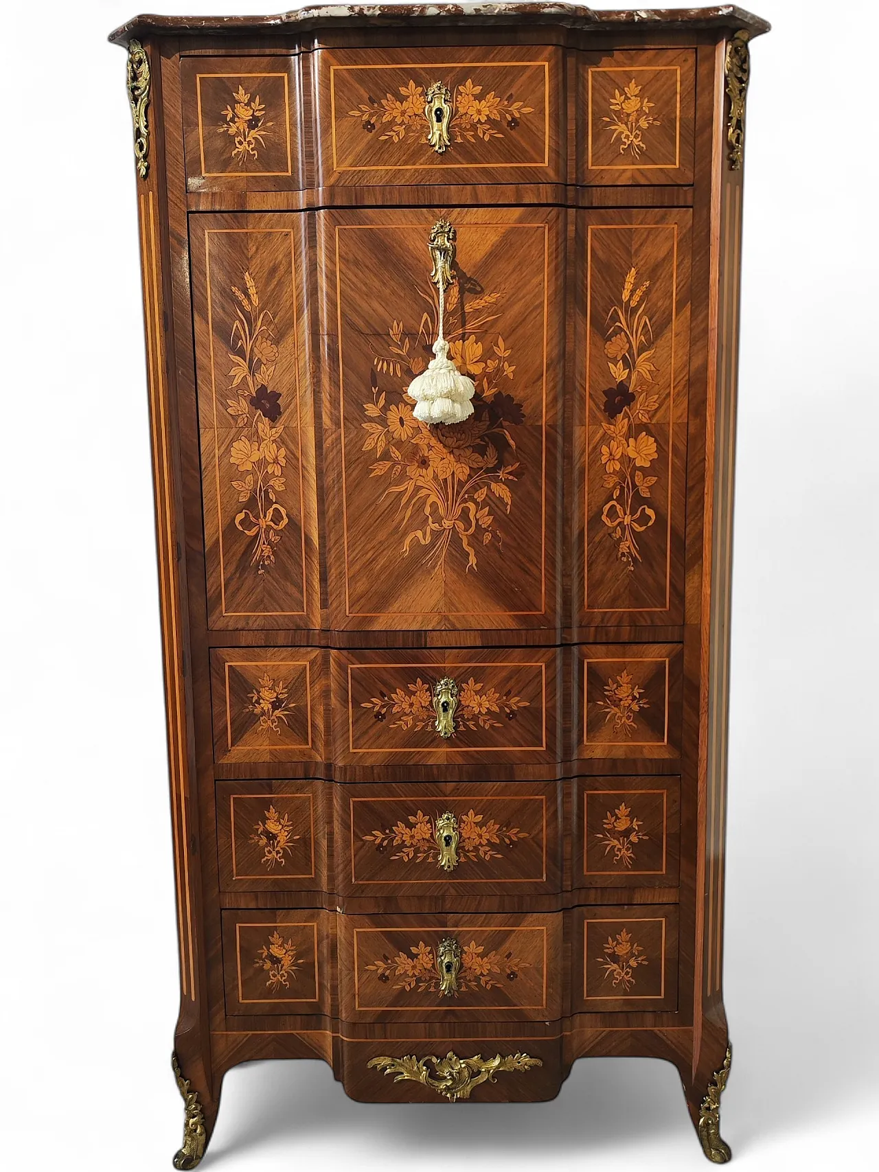Tall inlaid chest of drawers 7