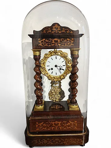 Mantel clock under glass dome, 19th century