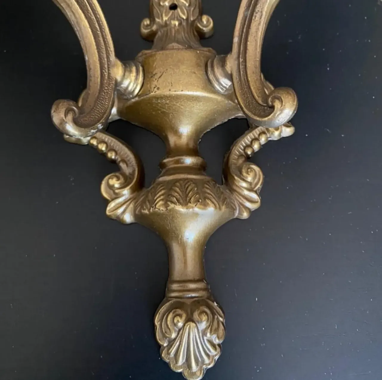 Pair of wall lights with brass and wood, 1960s 6
