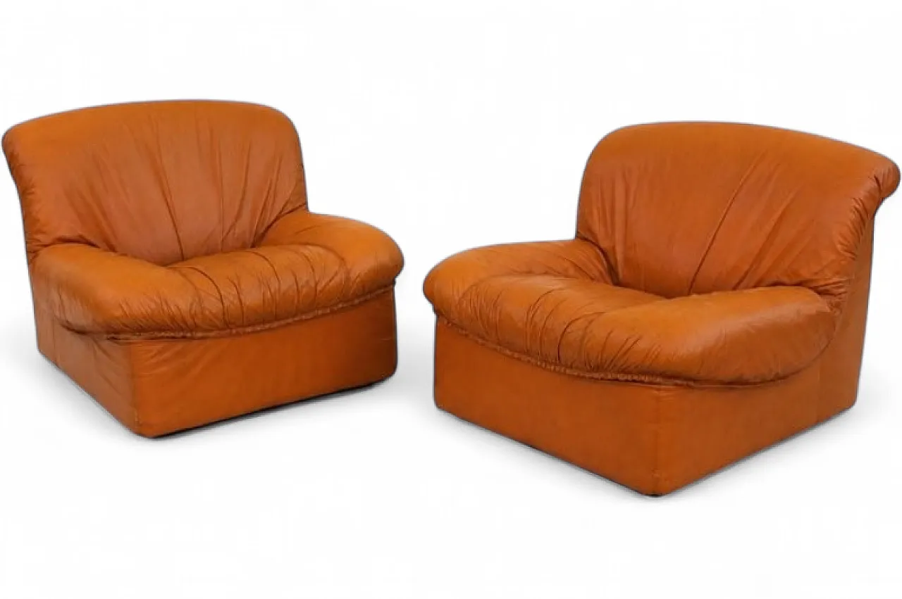 Pair of Giusy lounge chairs in leather from Neoflex, 1970s 12