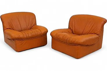 Pair of Giusy lounge chairs in leather from Neoflex, 1970s