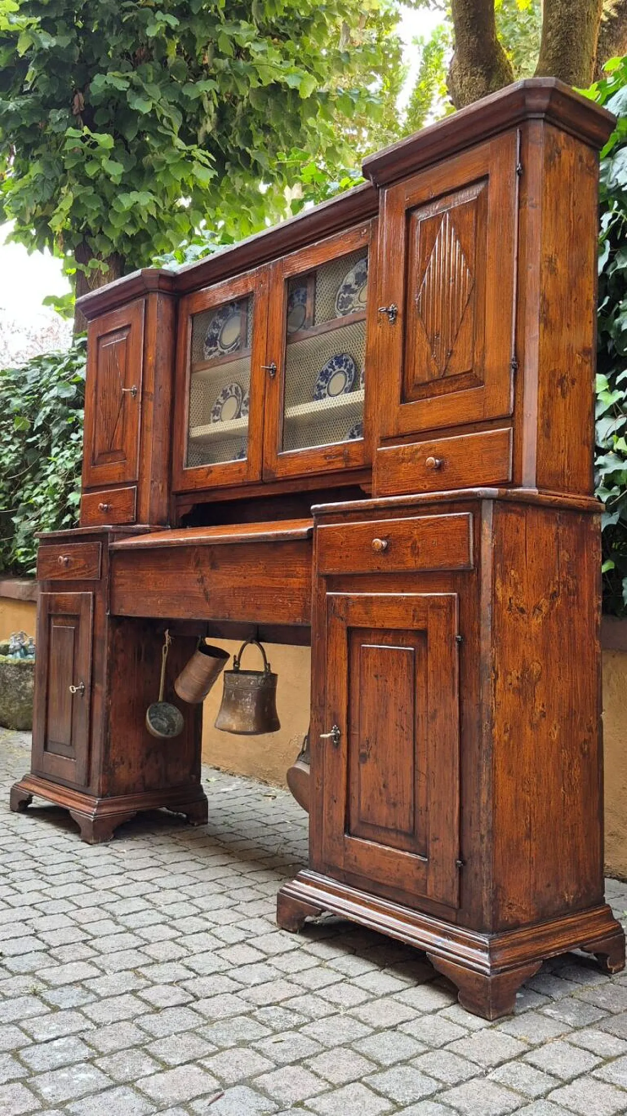 Credenza piattaia piemontese a ponte, '800 8