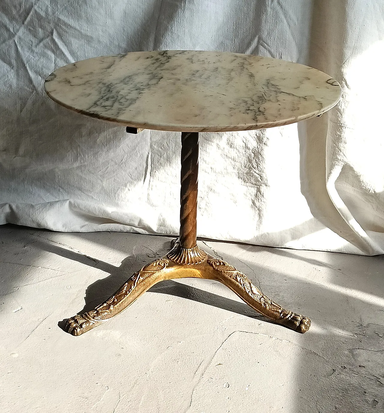 Coffee table in marble and brass, 1900s 1