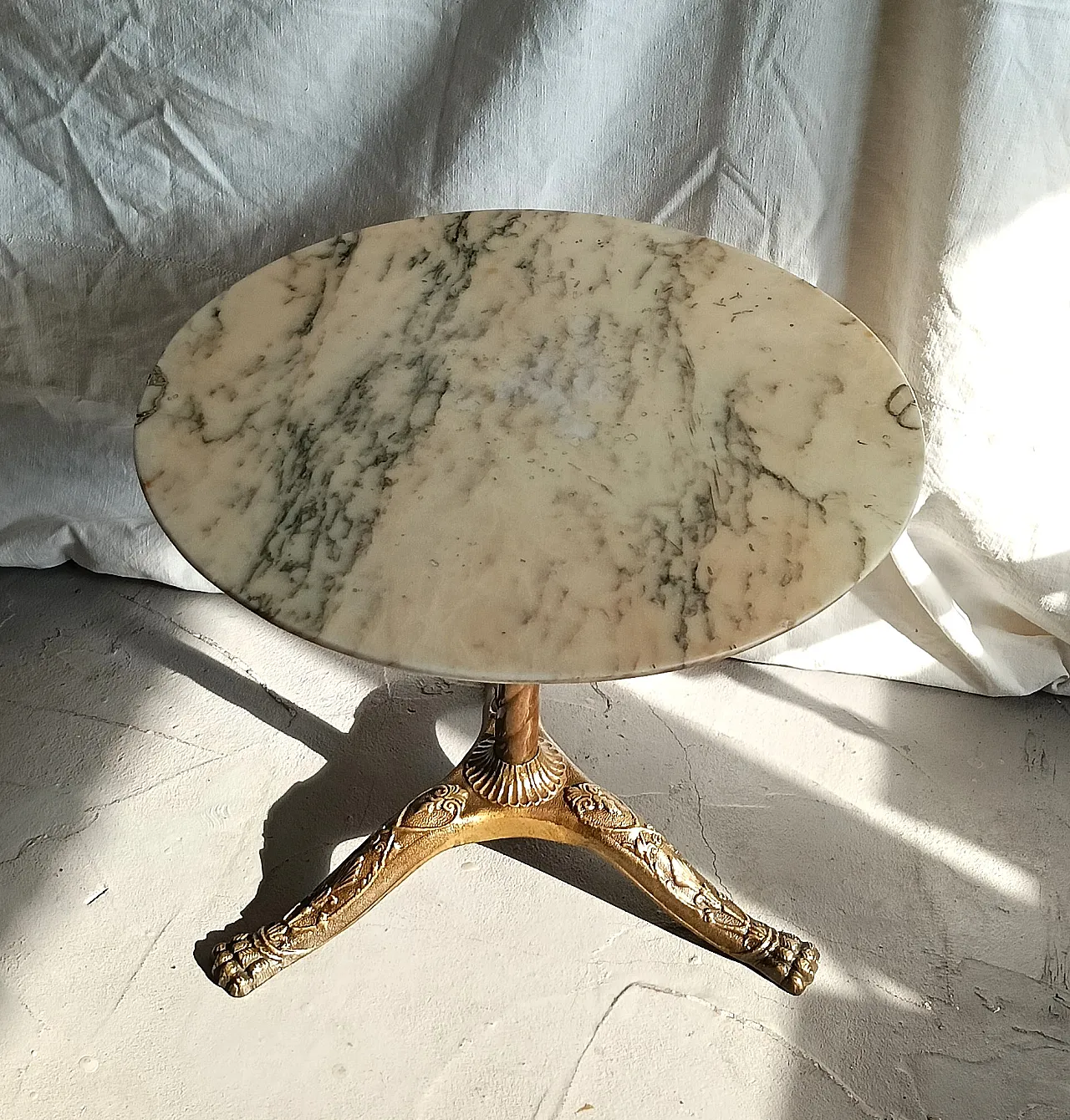 Coffee table in marble and brass, 1900s 4