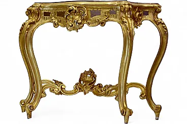 Louis Philippe giltwood table with red marble top, 19th century