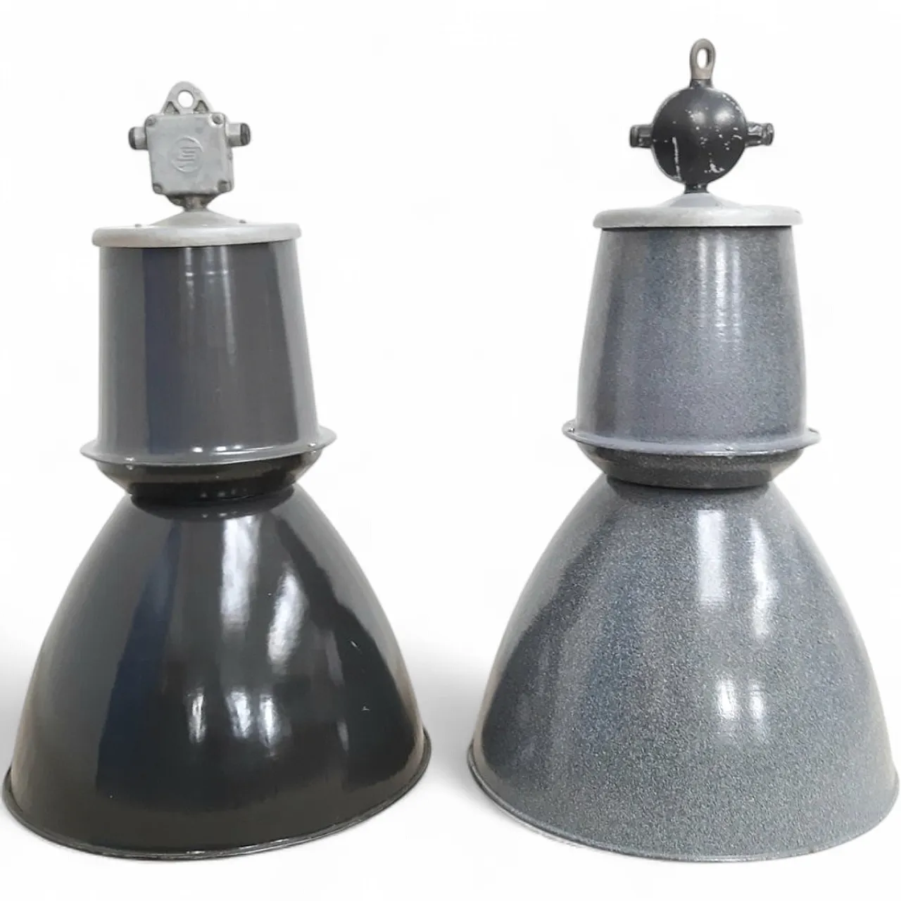 Pair of industrial pendant lights from Elektrosvit, 1970s 9
