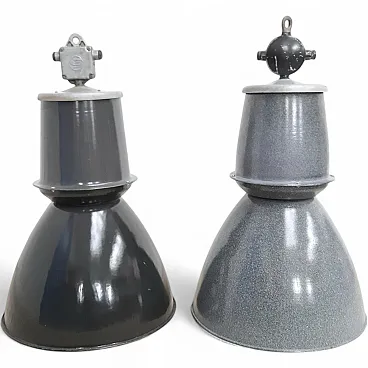 Pair of industrial pendant lights from Elektrosvit, 1970s