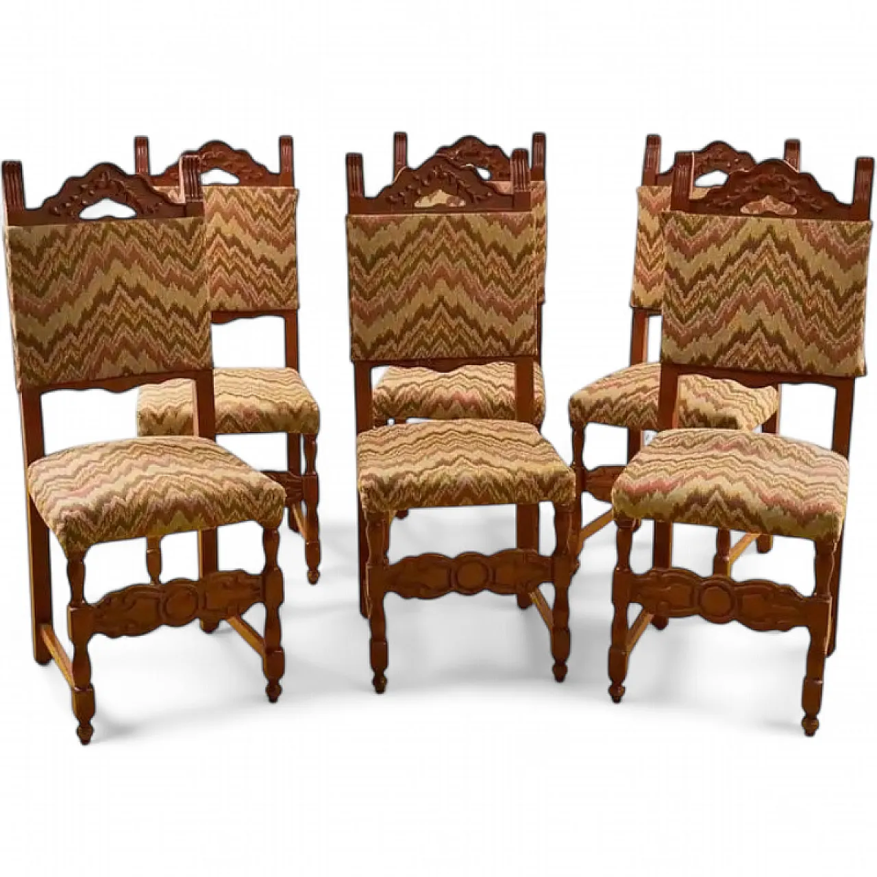 6 Spool chairs in wood, 1970s 11