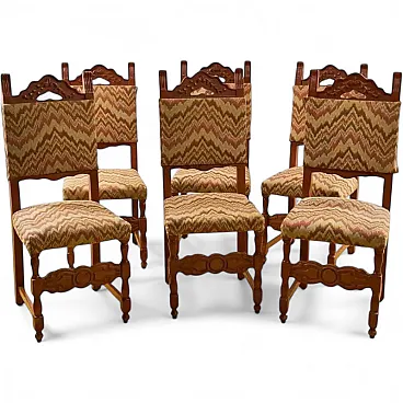 6 Spool chairs in wood, 1970s