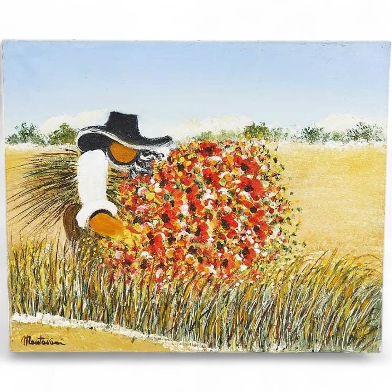Costanzo Mantovani, Contadino con fiori, Olio su tela, '900 7
