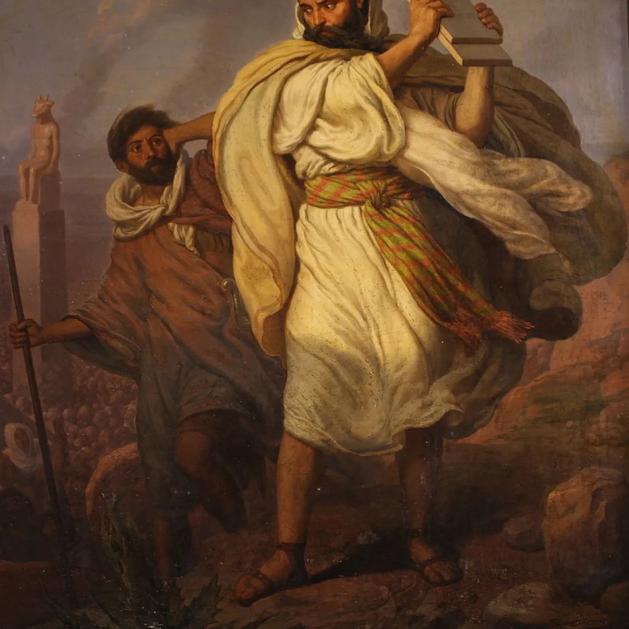 Moses painting signed Focosi dated 1852 4