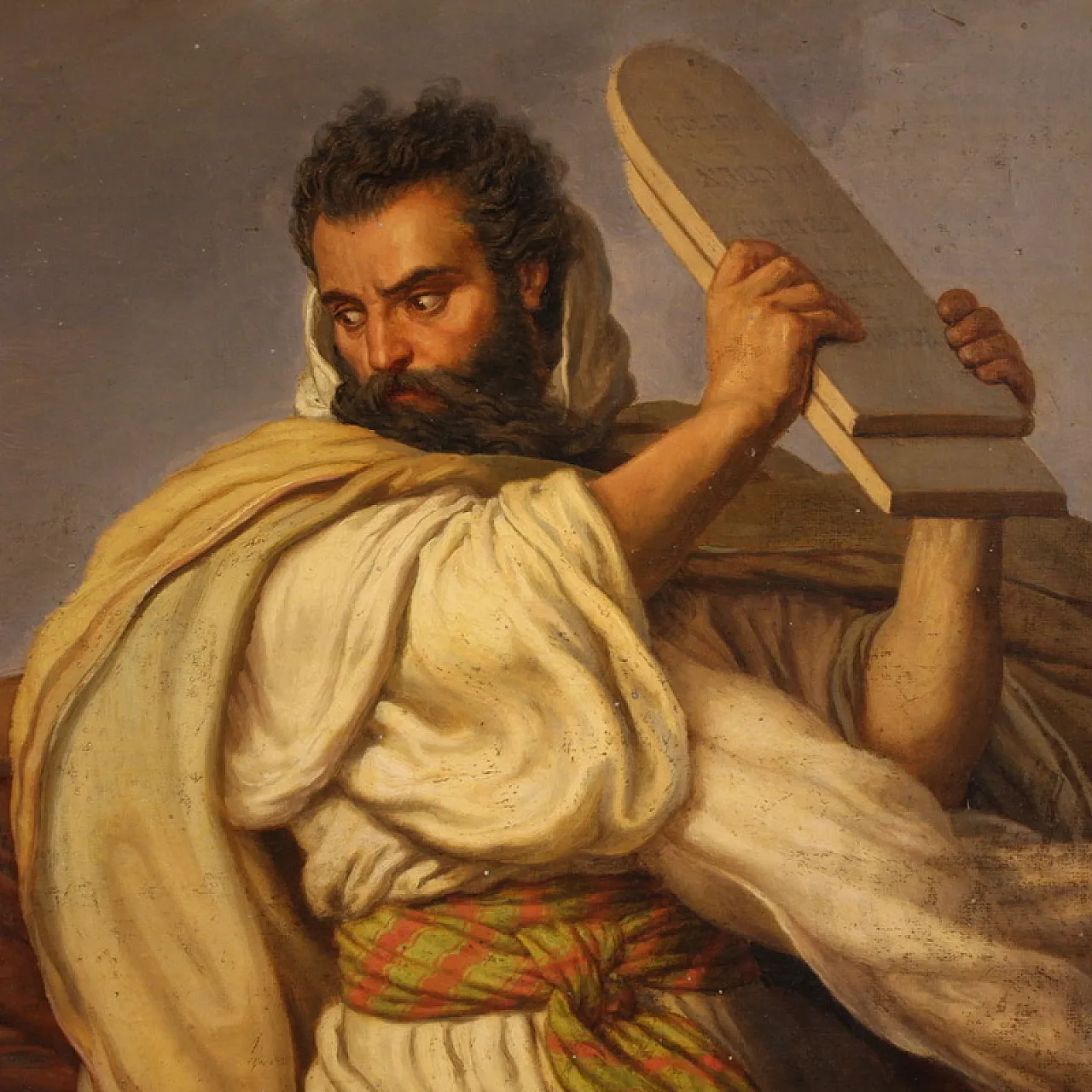 Moses painting signed Focosi dated 1852 5