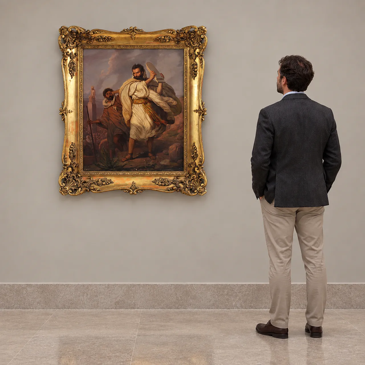 Moses painting signed Focosi dated 1852 13