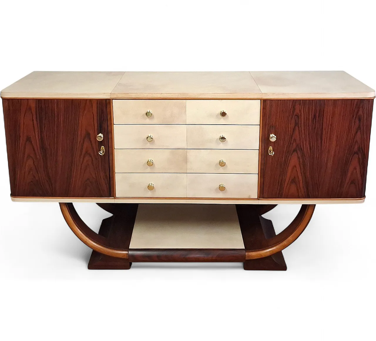 Art Deco sideboard in rosewood and parchment, original from 1930-40. 12