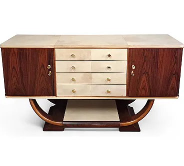 Art Deco sideboard in rosewood and parchment, original from 1930-40.