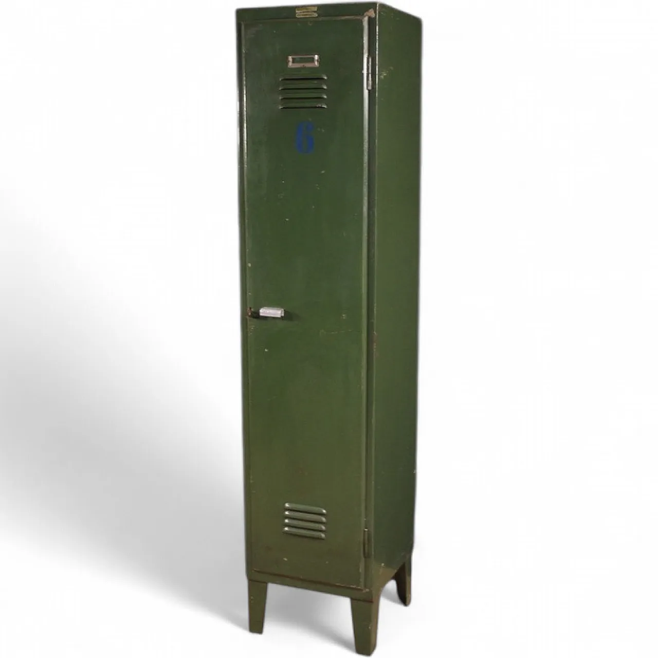 Italian cabinet in green lacquered metal, 70s 13