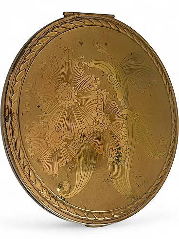 Gold floral powder compact, 50s